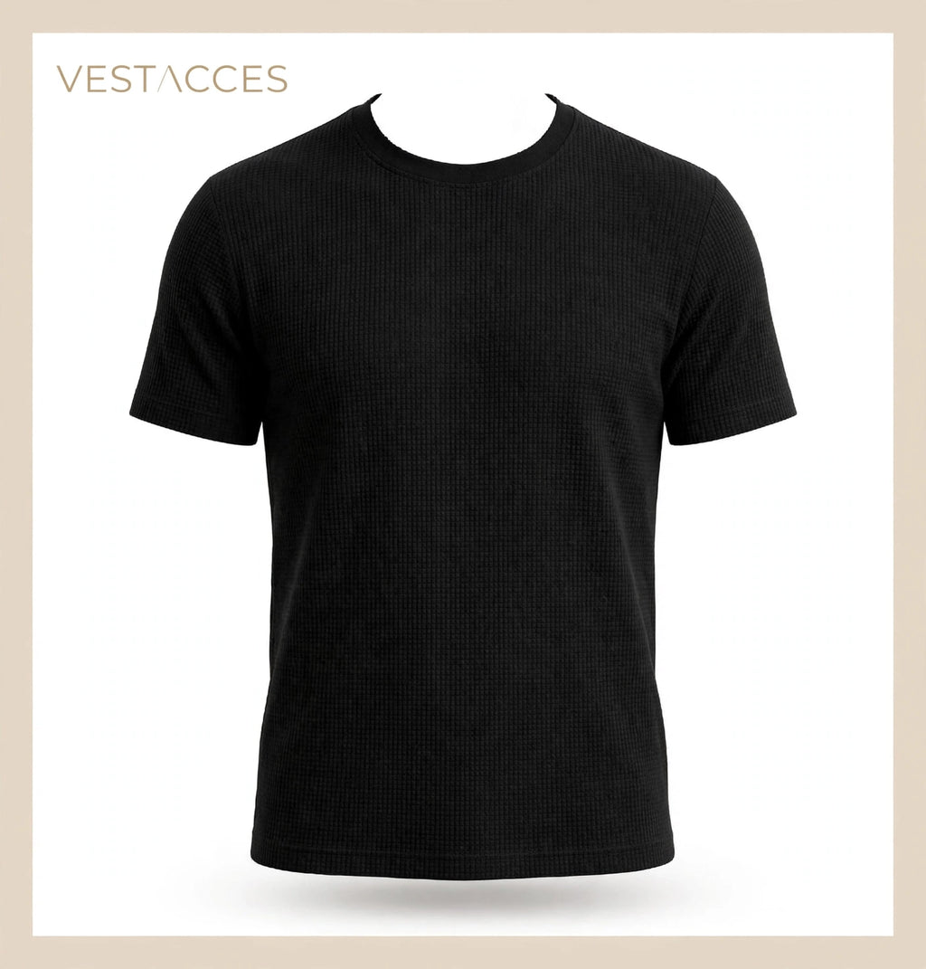 Polera wafle cuello redondo